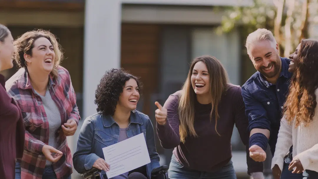 NDIS support participants group laugh NDIS support participants group laugh